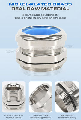 Adjustable PG Brass Cable Glands, IP68 Watertight Copper Cable Glands with Heat-proof Blue Silicone Seals & O-rings