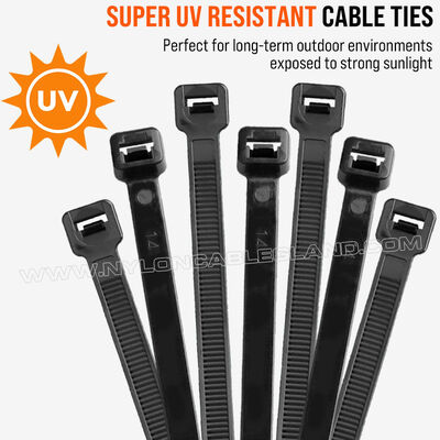 Black Nylon 612 (Polyamide 612, PA612) Cable Tie, Heavy Duty, UV & Weather Resistance, 350mm x 7.6, For Outdoor Solar Facilities