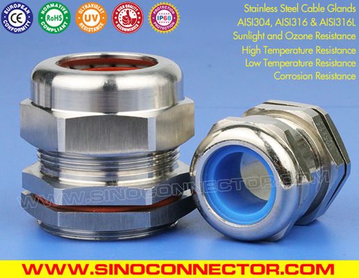 Waterproof IP68 Metric Cable Glands Sealing Connectors Stainless Steel 304/316/316L with Silicone Rubber Seals